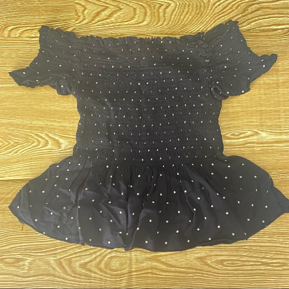 Japna smocked polkadot off shoulder peplum top - Picture 3 of 3
